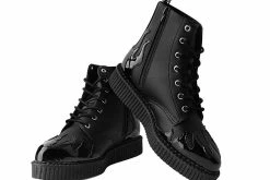 A9802 Black TUKskin⢠& Patent Flame 7-Eye Pointed Boot Women