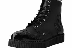 A9802 Black TUKskinโข & Patent Flame 7-Eye Pointed Boot Women