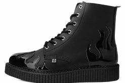 A9802 Black TUKskin⢠& Patent Flame 7-Eye Pointed Boot Women