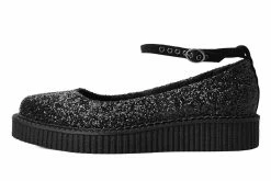 A9824L Women Black Glitter Pointed Mary Jane