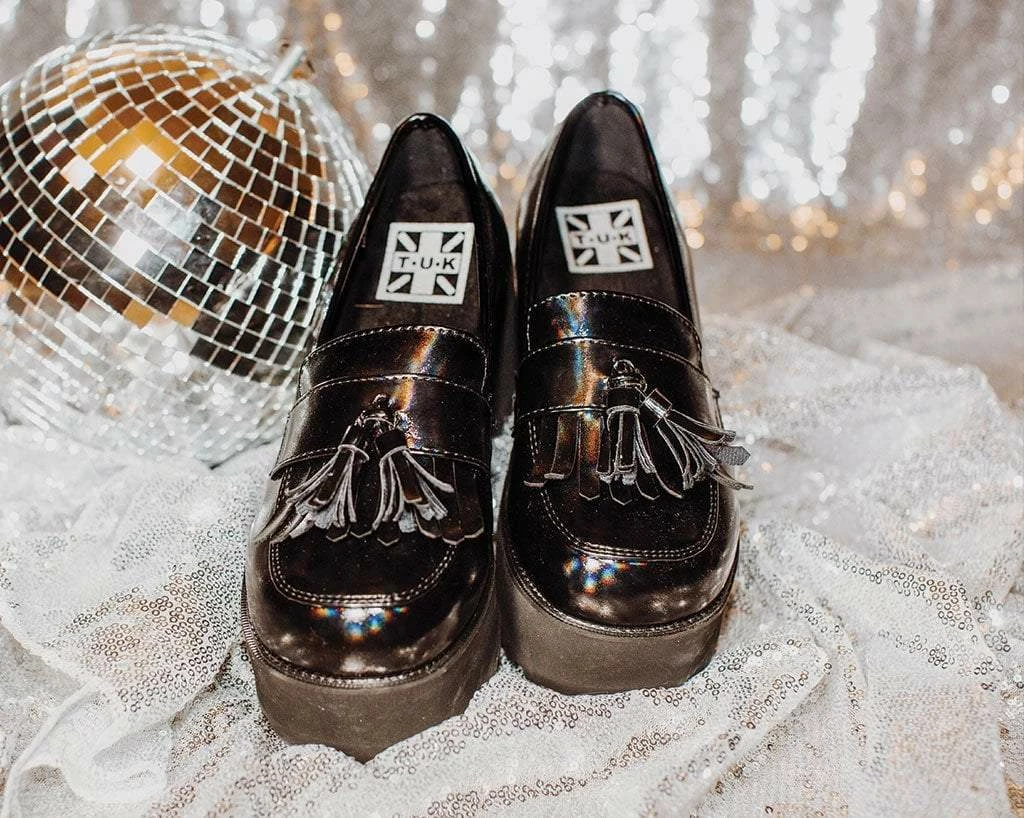 A9826L Black Oil Haze Loafer Platform