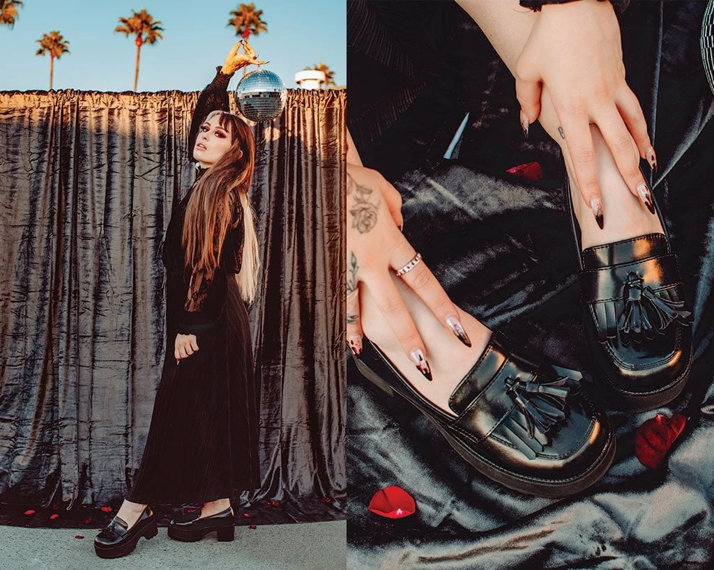 A9826L Black Oil Haze Loafer Platform