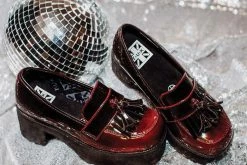 A9827L Women Burgundy Gradient Loafer Platform