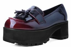 A9827L Women Burgundy Gradient Loafer Platform