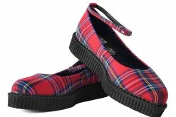 A9863L Red Plaid Pointed Ballet Creeper Women