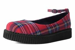 A9863L Red Plaid Pointed Ballet Creeper Women