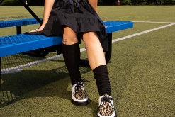 A9874 Women White TUKskin™ & Leopard D-Ring VLK Sneaker