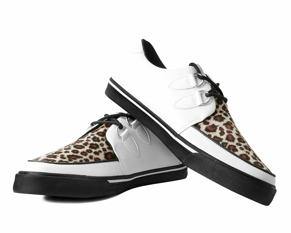 A9874 Women White TUKskin™ & Leopard D-Ring VLK Sneaker
