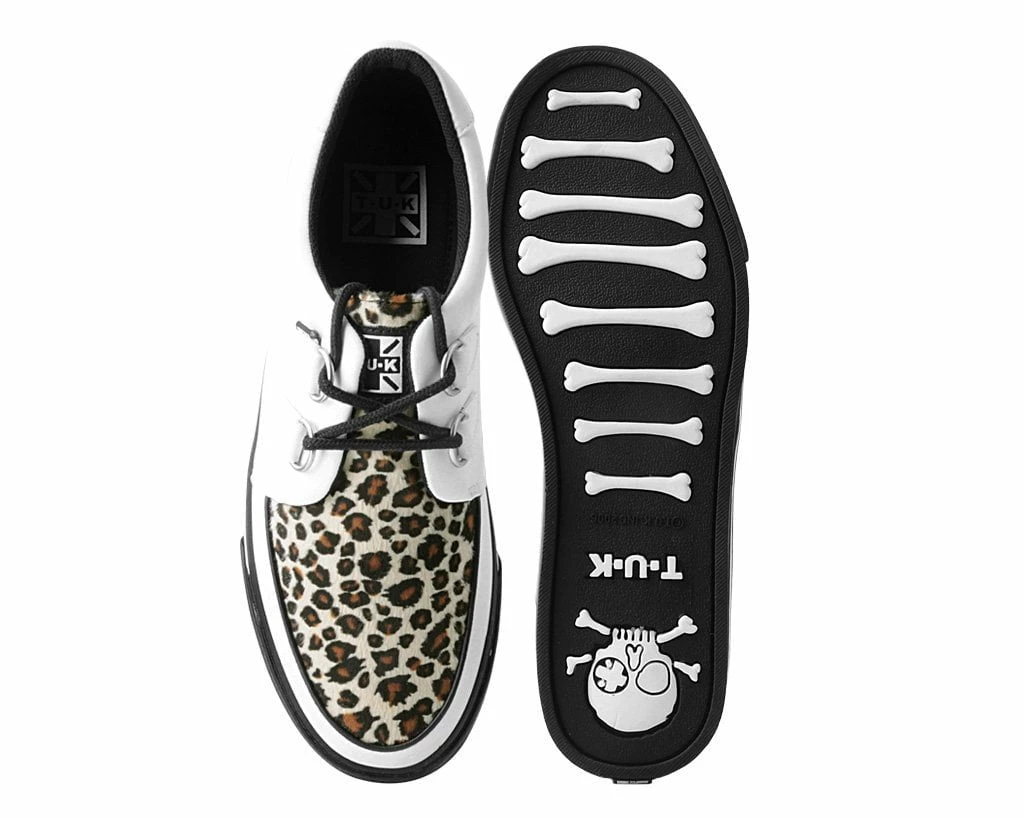 A9874 Women White TUKskin™ & Leopard D-Ring VLK Sneaker