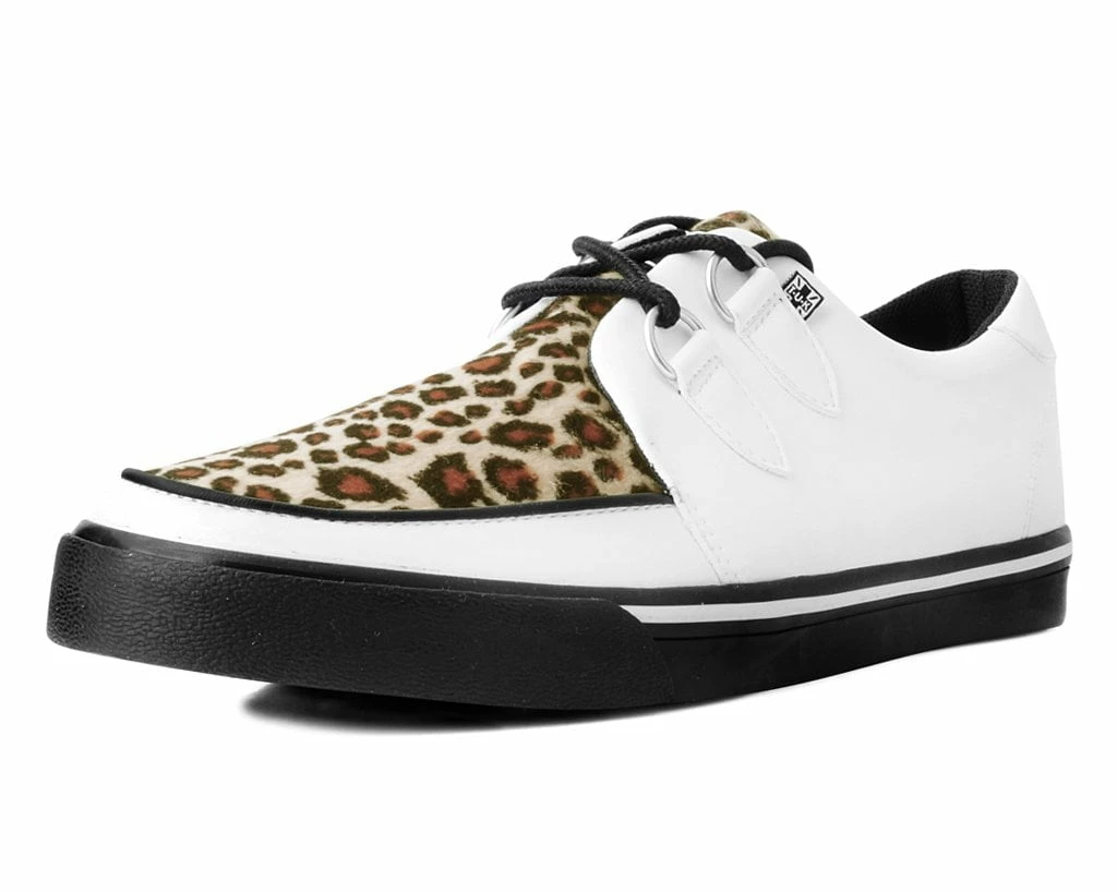 A9874 Women White TUKskin™ & Leopard D-Ring VLK Sneaker