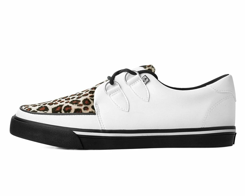 A9874 Women White TUKskin™ & Leopard D-Ring VLK Sneaker