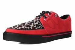 A9875 Red Faux Suede Leopard Fur 2-Ring VLK Sneaker