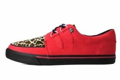 A9875 Red Faux Suede Leopard Fur 2-Ring VLK Sneaker