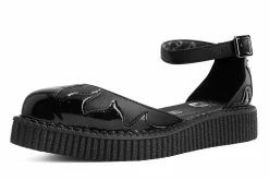 A9877L Women Black & Patent Flame Sandal