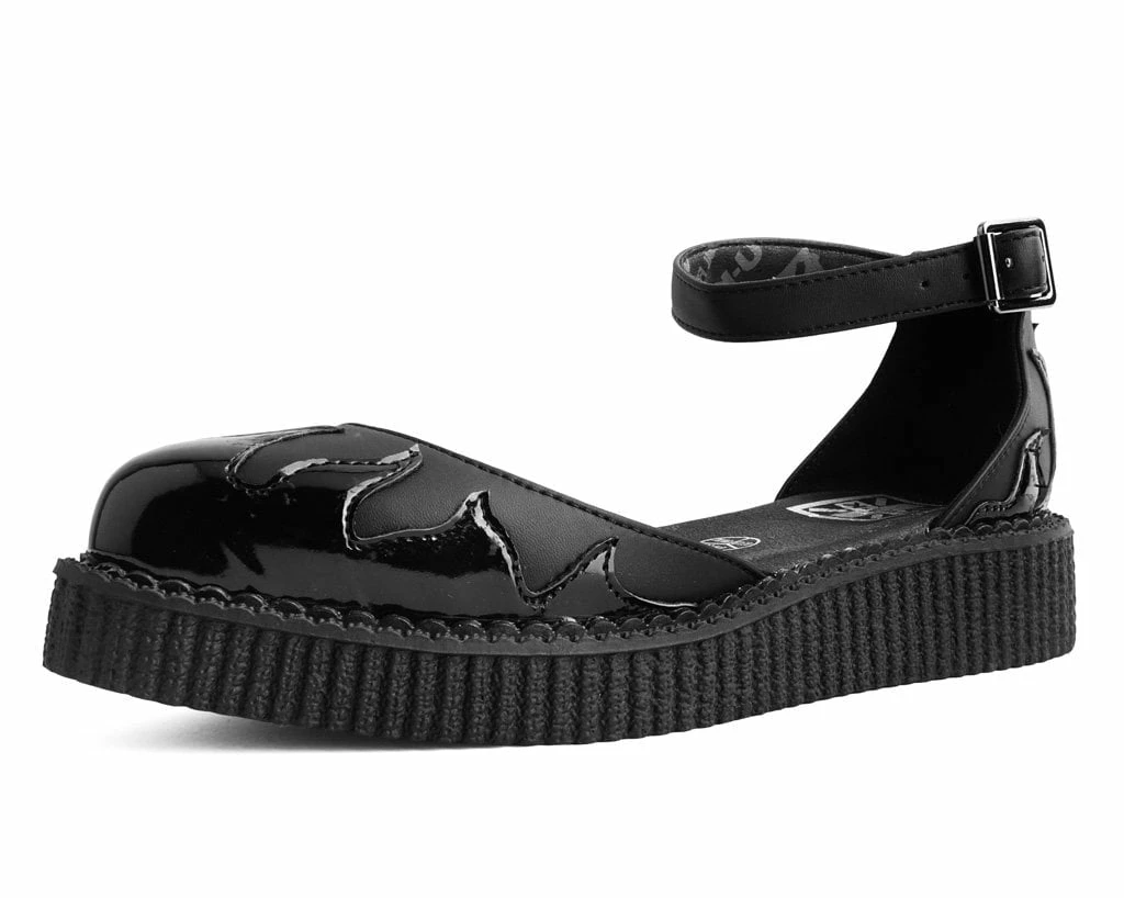 A9877L Women Black & Patent Flame Sandal