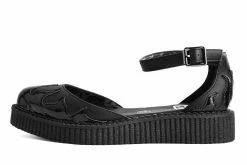 A9877L Women Black & Patent Flame Sandal