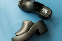 A9878L Black Bubble Mule Heel Women