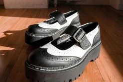 A9888L Women Black & White Double Decker Mary Jane