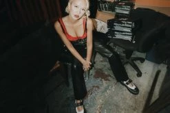 A9888L Women Black & White Double Decker Mary Jane