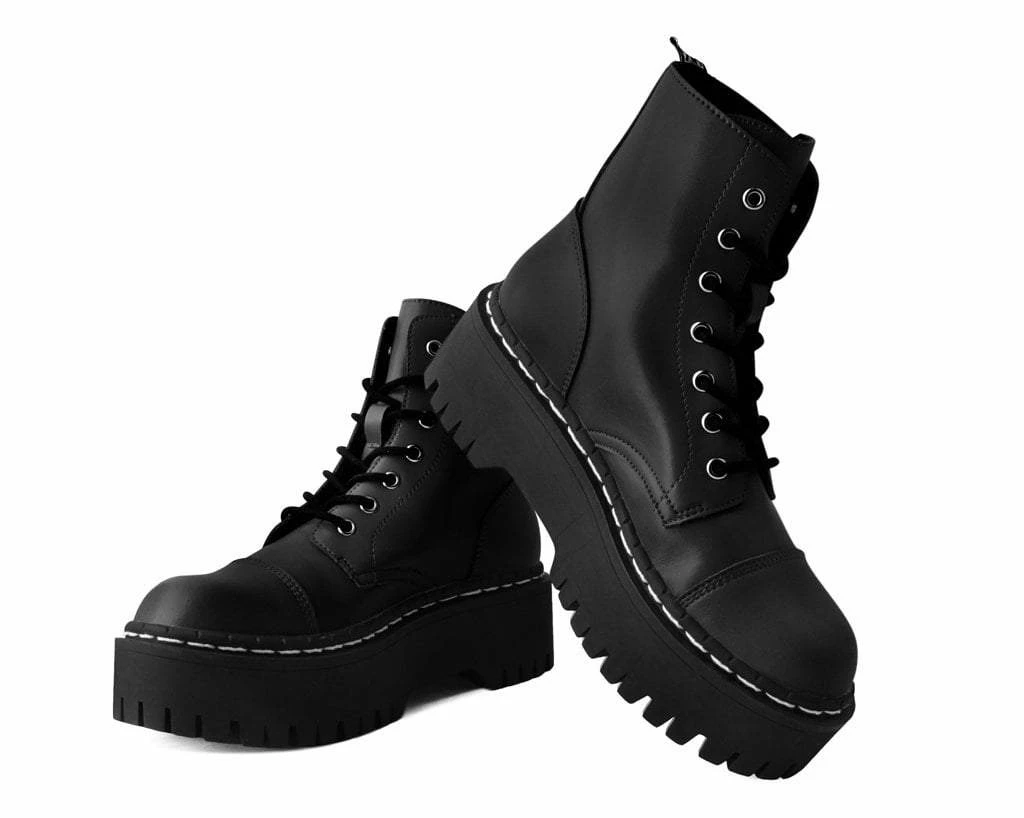 A9890 Women Black 7-Eye Double Decker Boot