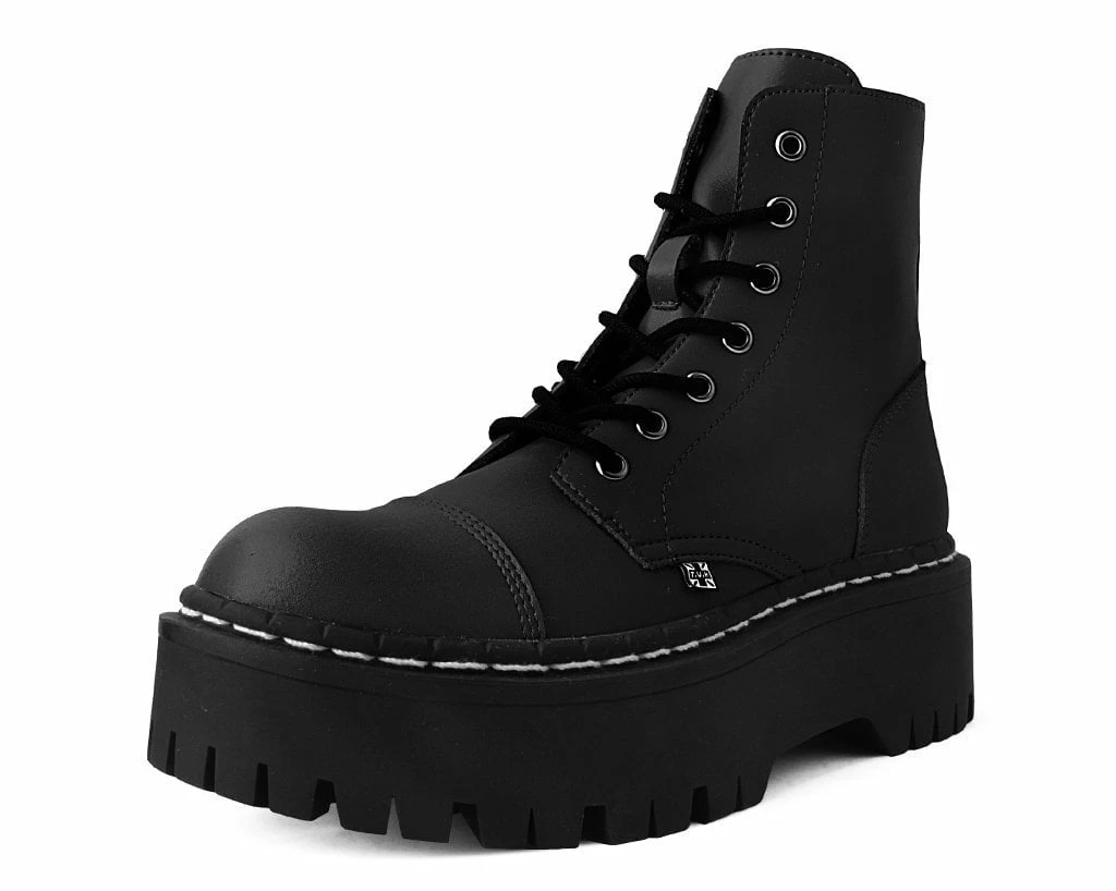 A9890 Women Black 7-Eye Double Decker Boot