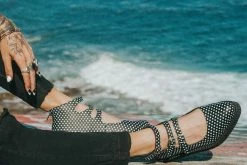 A9912L Black & White Polka Dot 3-Strap Pointed Mary Jane