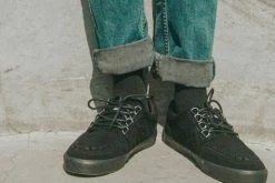 A9925 Black Suede Quilted Interlace Sneaker Women