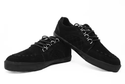 A9925 Black Suede Quilted Interlace Sneaker Women