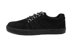 A9925 Black Suede Quilted Interlace Sneaker Women