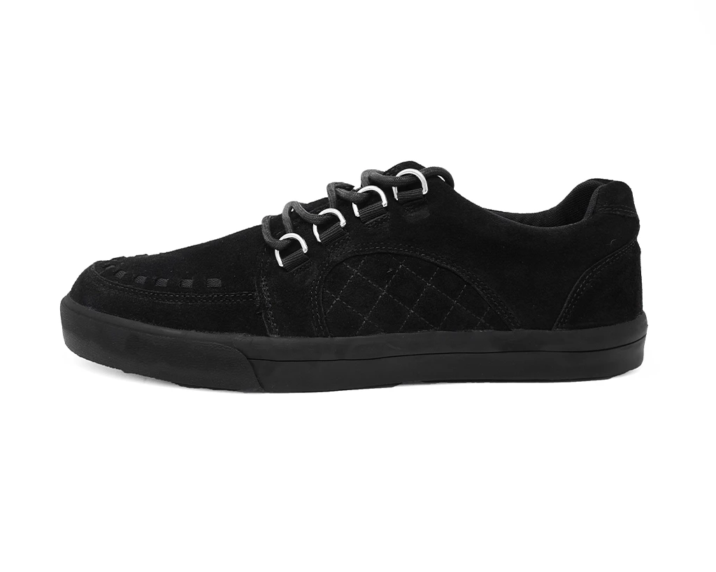 A9925 Black Suede Quilted Interlace Sneaker Women