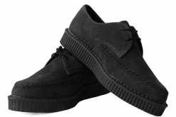 A9931  Black Suede X-Stitch Pointed Creeper