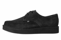 A9931  Black Suede X-Stitch Pointed Creeper