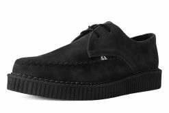 A9931  Black Suede X-Stitch Pointed Creeper