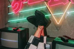 A9931  Black Suede X-Stitch Pointed Creeper