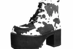A9935L Black & White Cow Print Nosebleed Boot