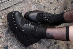 A9936 Women Black TUKskin™ Open Top Dino Lug