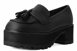 A9938L Back In Stock Black TUKskin⢠Fringe Loafer Platform
