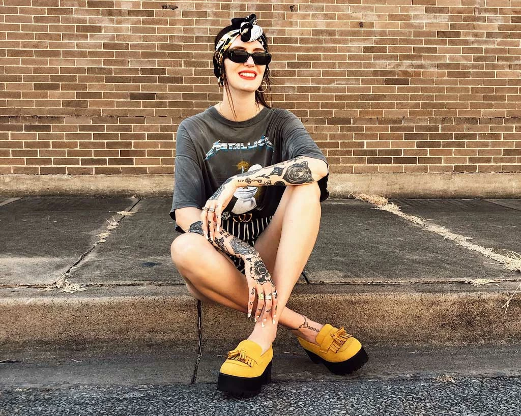 A9939L Mustard Faux Suede Fringe Loafer Platform