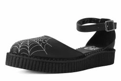 A9944L Black Pointed Spiderweb Glow Sandal Women