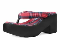 A9961L Red Tartan Strappy Bubble Heel Women