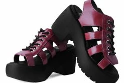 A9963L Red Lace Up Bubble Heel Women