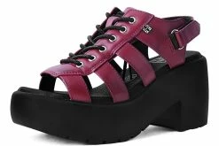 A9963L Red Lace Up Bubble Heel Women