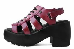 A9963L Red Lace Up Bubble Heel Women