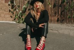 A9970L Red Oil Slick Multi-Strap Mary Jane Women