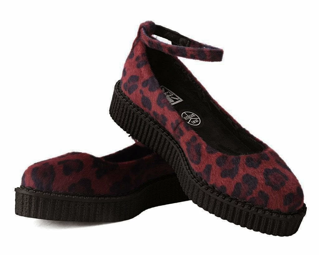 A9974L Burgundy Leopard Pointed Mary Jane Women