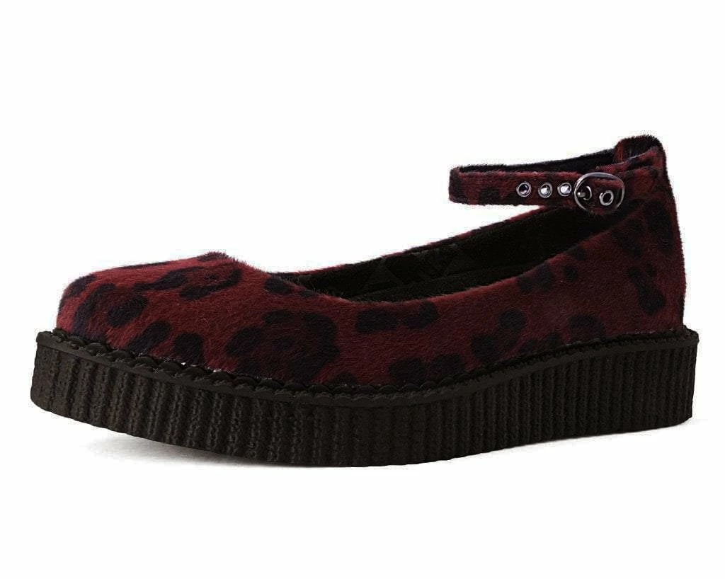 A9974L Burgundy Leopard Pointed Mary Jane Women