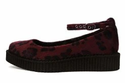 A9974L Burgundy Leopard Pointed Mary Jane Women