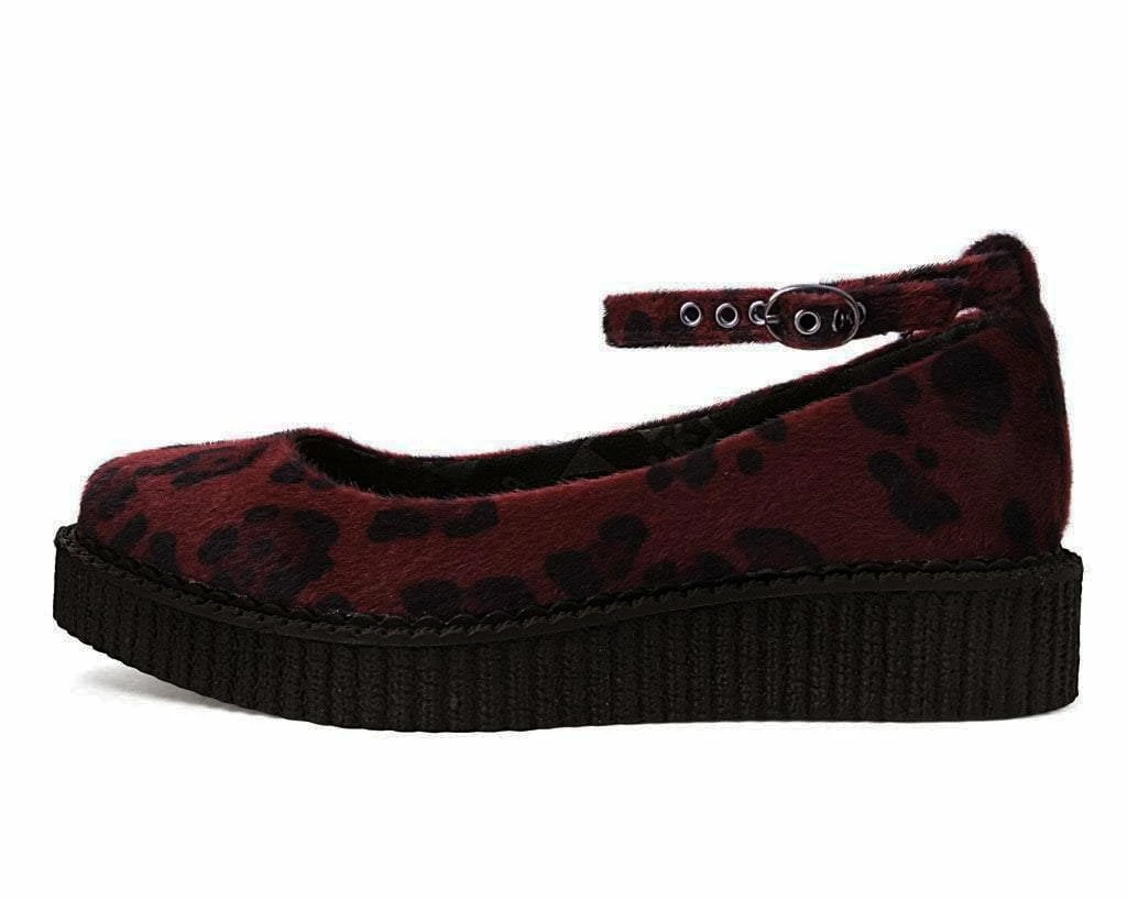A9974L Burgundy Leopard Pointed Mary Jane Women