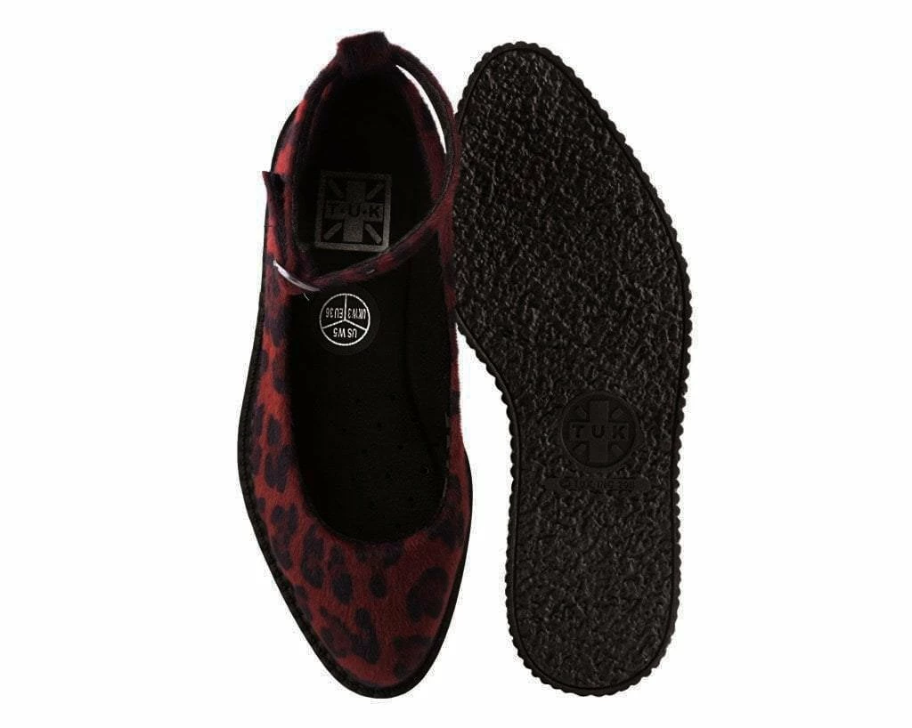 A9974L Burgundy Leopard Pointed Mary Jane Women