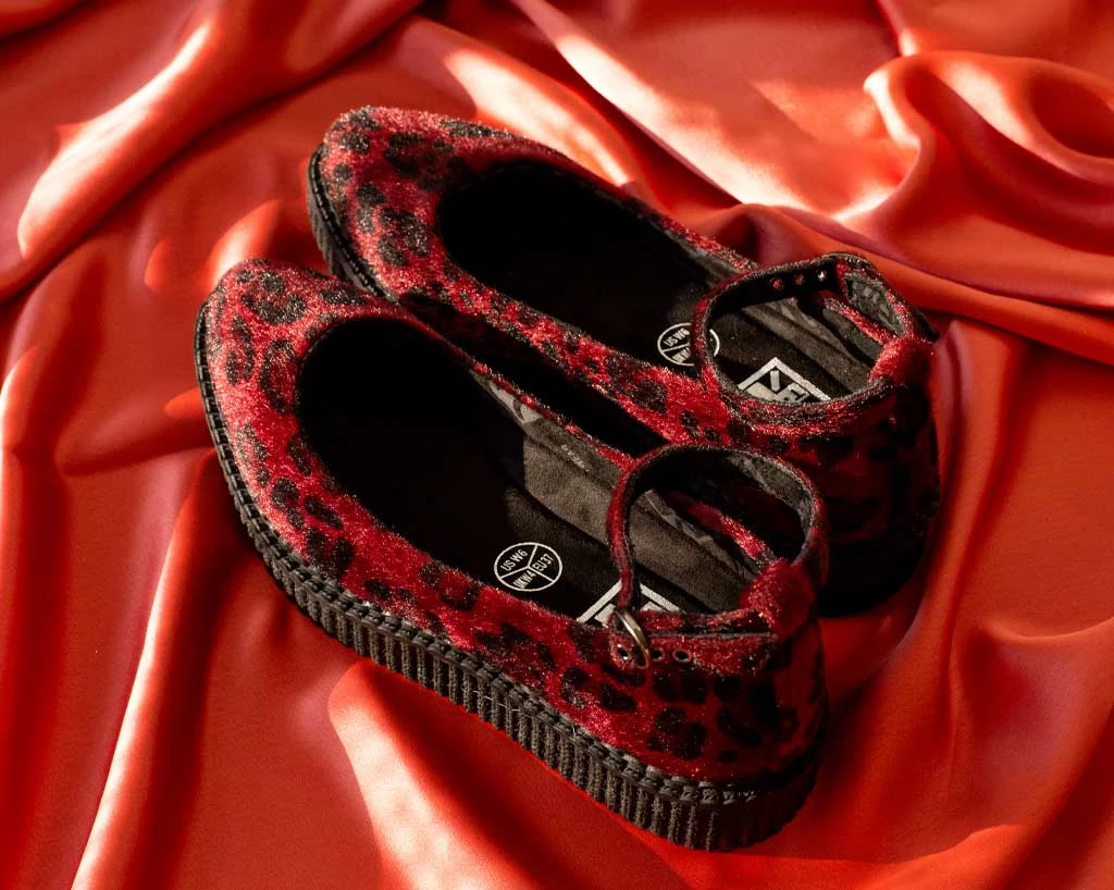 A9974L Burgundy Leopard Pointed Mary Jane Women